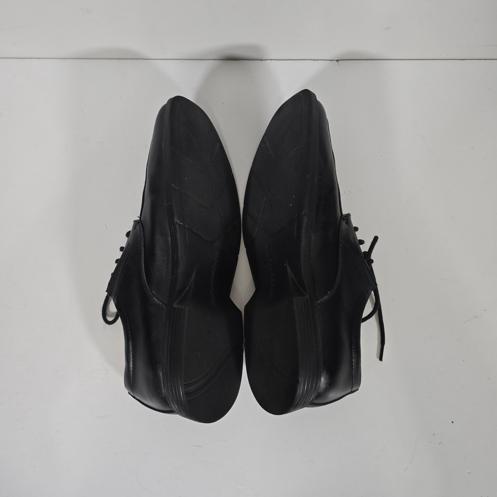 Skechers Leather Caswell Oxford Mens 10 Black Square Toe Memory Foam FLAWED - Picture 4 of 9